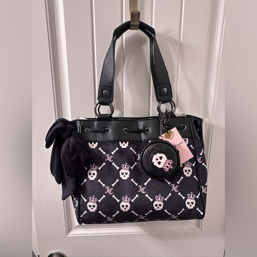 Juicy Couture Daydreamer Black and Pink Skull Tote